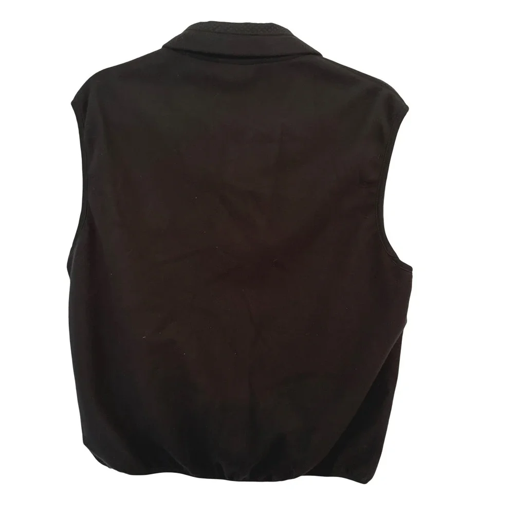 Vtg REI Unisex Fleece XS Black Fleece Full Zip Vest Cooperate Wave Logo Gorpcore